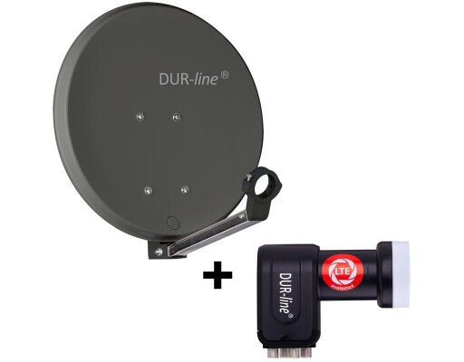 DUR-line DSA 40 Satellitenschüssel anthrazit mit Quad LNB