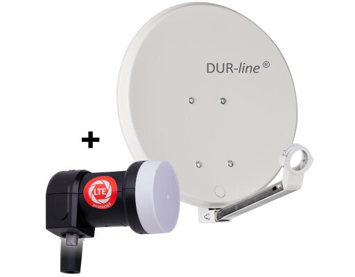 DUR-line DSA 40 Satellitenschüssel hellgrau mit Single LNB