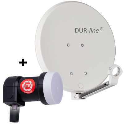 DUR-line DSA 40 Satellitenschüssel hellgrau mit Single LNB