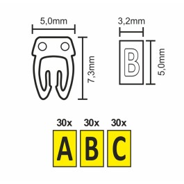 Kabelmarker-Clips McPower bedruckt mit Buchstaben Kabeldurchmesser bis 4mm
