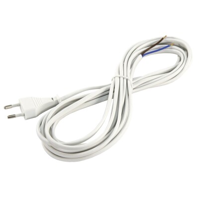 Euro-Netzkabel McPower mit blanken Enden Länge 5,0 m 2x0,75 mm² weiß