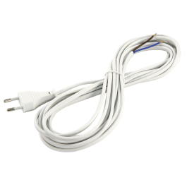 Euro-Netzkabel McPower mit blanken Enden Länge 5,0m 2x0,75 mm² weiß