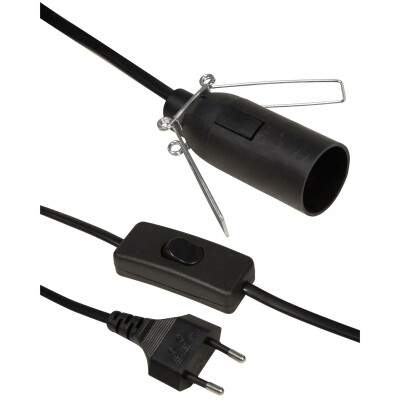 Euro-Netzkabel McPower mit Schnurschalter und E14 Fassung 3,5m schwarz