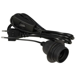 Euro-Netzkabel McPower mit Schnurschalter und E27 Fassung 3,5m schwarz
