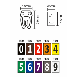 Kabelmarker-Clips McPower bedruckt mit Ziffern 0-9 Kabeldurchmesser bis 3mm