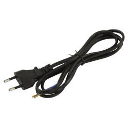 Euro-Netzkabel McPower mit blanken Enden Länge 1,5m 2x0,75 mm² schwarz