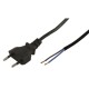 Euro-Netzkabel McPower mit blanken Enden Länge 1,5m 2x0,75 mm² schwarz