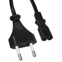 Euro-Netzkabel mit Doppelnutstecker 1,5m 0,75mm²...