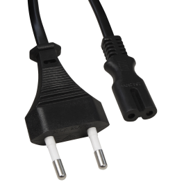 Euro-Netzkabel mit Doppelnutstecker 1,5m 0,75mm² schwarz