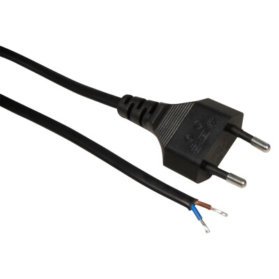 Euro-Netzkabel McPower mit Schnurschalter und blanken Enden 2m schwarz