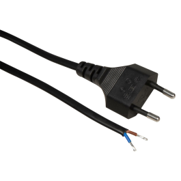 Euro-Netzkabel McPower mit Schnurschalter und blanken Enden 2m schwarz