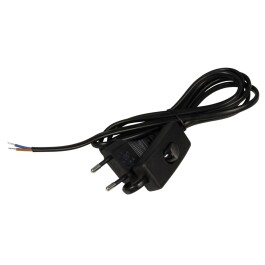 Euro-Netzkabel McPower mit Schnurschalter und blanken Enden 2m schwarz