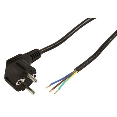Schutzkontakt Netzkabel McPower mit blanken Enden 3x 0,75mm² 5m schwarz