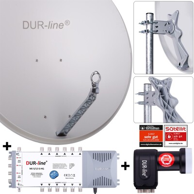 DUR-line Select 85/90cm Komplettanlage 1xSAT/12TN hellgrau