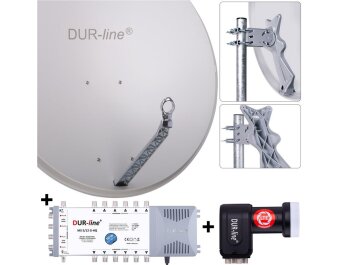 DUR-line Select 85/90cm Komplettanlage 1xSAT/12TN hellgrau