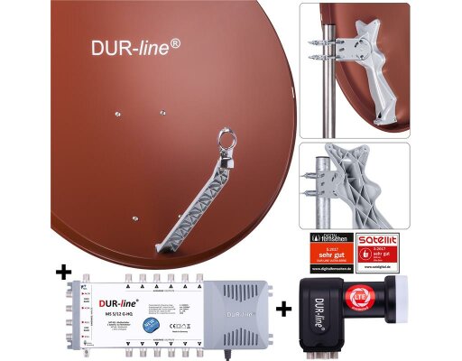 DUR-line Select 85/90cm Komplettanlage 1xSAT/12TN rot