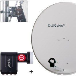 DUR-line MDA 80 Satellitenschüssel hellgrau + Octo LNB