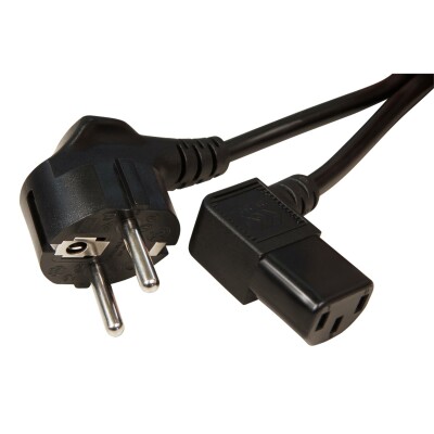 Kaltgeräte-Netzkabel Schutzk.-Winkelstecker Kaltgeräte-Kupplung 2 m 3x0,75 mm² schwarz