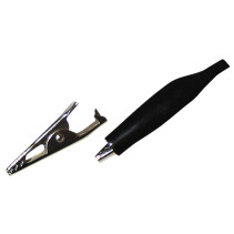 Krokodilklemme 33 mm schwarz Aufschub-Isolierung