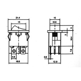 Mini-Wippenschalter McPower 4-polig rote Wippe 250V /6,5A...