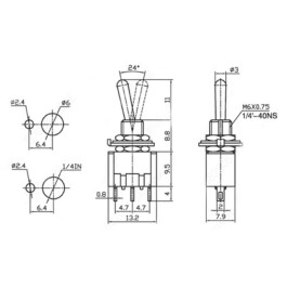 Miniatur-Kippschalter McPower 250V/3A 3-polig 2...