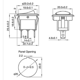 Kfz-Schalter McPower rote LED 12V/16A 3-polig Stellungen:...