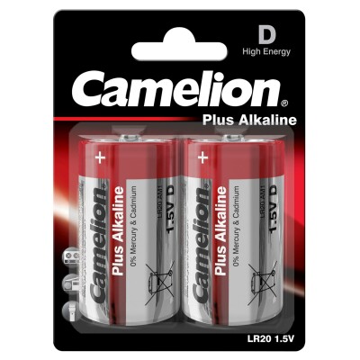 Mono-Batterie CAMELION Plus Alkaline 1,5 V Typ D/LR20 2er Blister