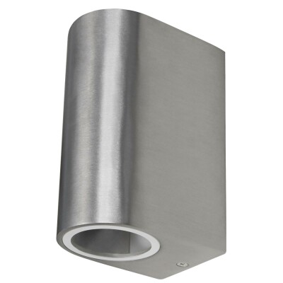 Wandleuchte McShine Oval-E Edelstahl-Optik IP44 2x GU10 Aluminium Gehäuse