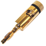 Laborstecker 4mm-Ø vergoldet mit schwarzem Kennzeichnungsring