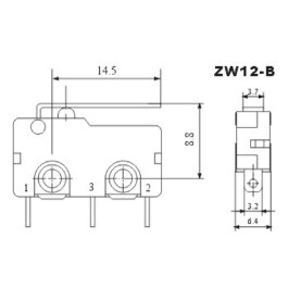 Microschalter McPower 250V/5A 3-polig gefedert Taster:...