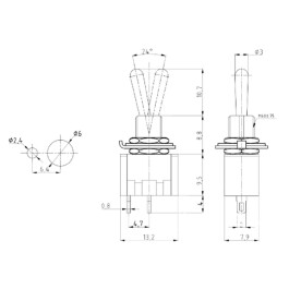 Miniatur-Kippschalter McPower 250V/3A 6-polig 2...