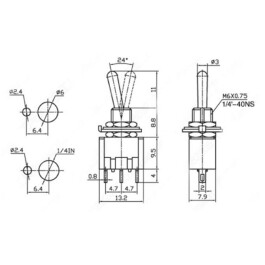 Miniatur-Kippschalter McPower 250V/3A 6-polig 3...