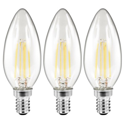 LED Filament Set McShine 3x Kerzenlampe E14 2W 260lm warmweiß klar