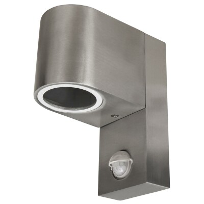 Wandleuchte McShine Oval-E Edelstahl-Optik IP44 1x GU10 Bewegungsmelder