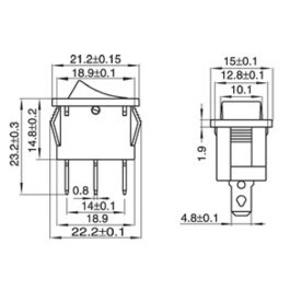 Mini-Wippenschalter McPower 3-polig rote Wippe 250V/6,5A...