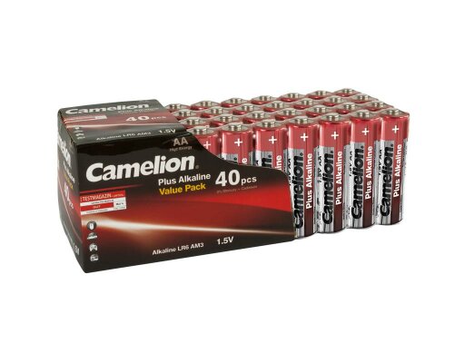 Mignon-Batterie CAMELION Plus Alkaline 1,5 V LR6 Typ AA 40er-Blister