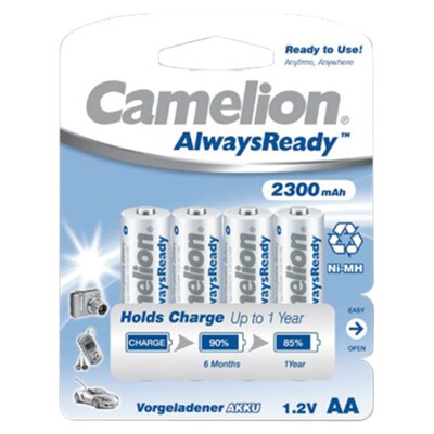 Mignon-Akku CAMELION AlwaysReady NiMH 2.300mAh Typ AA 4er-Blister