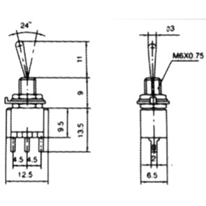 Miniatur-Kippschalter McPower 250V/3A 3-polig 2 Stellungen: EIN / EIN