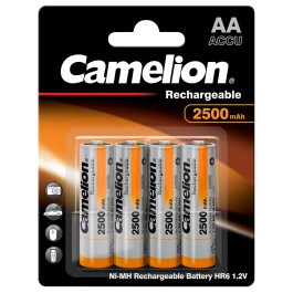 Mignon-Akku CAMELION 1,2 V 2500 mAh Typ AA NiMH 4er Blister