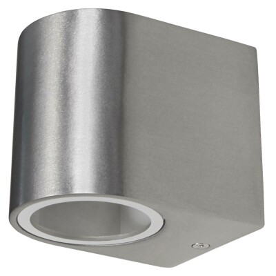 Wandleuchte McShine Oval-E Edelstahl-Optik IP44 1x GU10 Aluminium Gehäuse