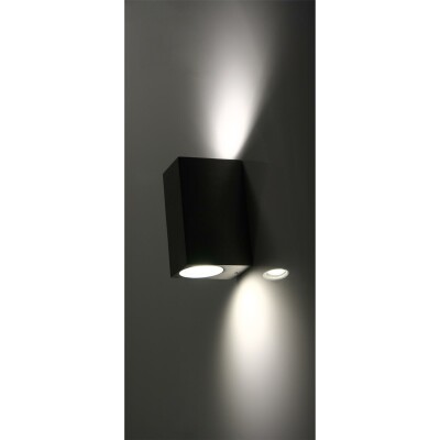 Wandleuchte McShine Square-E Edelstahl-Optik IP44 2x GU10 Aluminium Gehäuse