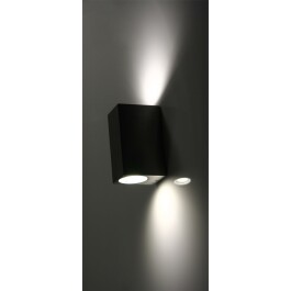 Wandleuchte McShine Square-E Edelstahl-Optik IP44 2x GU10 Aluminium Gehäuse