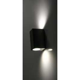 Wandleuchte McShine Square-E Edelstahl-Optik IP44 2x GU10 Aluminium Gehäuse