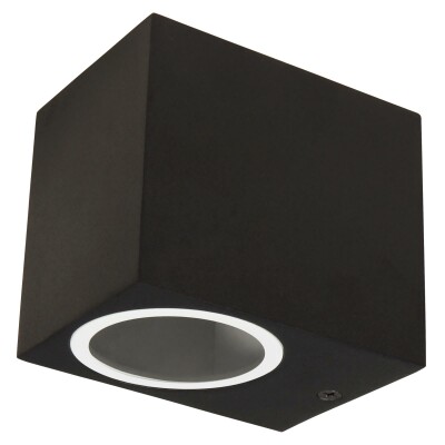 Wandleuchte McShine Square-A schwarz IP44 1x GU10 Aluminium Gehäuse