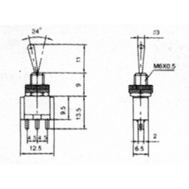 Miniatur-Kippschalter McPower 3-polig 1xUM 2 Stellungen: EIN / EIN
