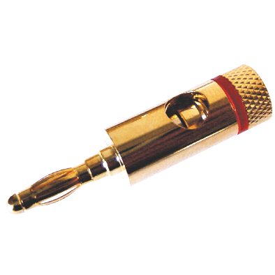 Laborstecker 4mm-Ø vergoldet mit rotem Kennzeichnungsring