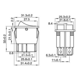 Wippenschalter McPower 6-polig rote Wippe 250V/15A...