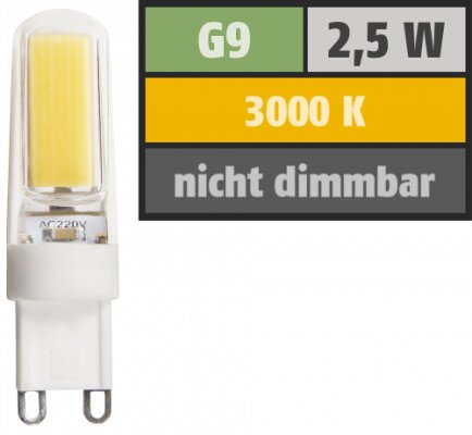 LED-Stiftsockellampe McShine Silicia COB G9 2,5W 260 lm warmweiß