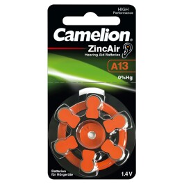 Knopfzelle CAMELION A13 Zink-Luft 6er-Blister