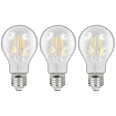 LED Filament Set McShine 3x Glühlampe E27 6W 600lm warmweiß klar dimmbar